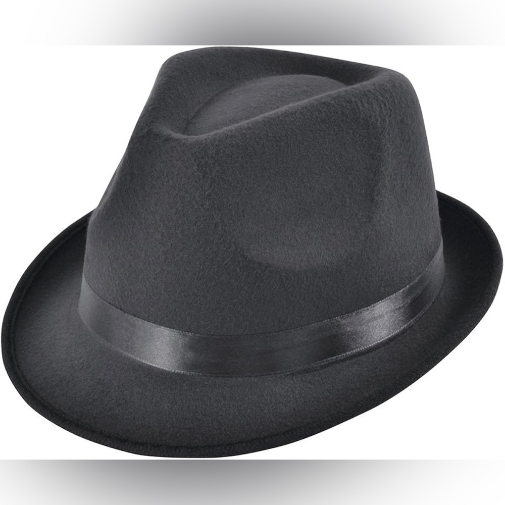 🆕 Black Fedora Felt Hat Halloween Costume Blues Gangster Al Capone Mafia Party